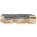 vidaXL Salon de jardin 8 Pièces avec coussins Bois imprégné de vert