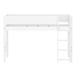 Flexa WHITE Lit sureleve avec echelle droite 90 x 200 cm Barriere pleine Blanc