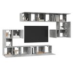 vidaXL Ensemble de meubles TV 10 Pièces Gris béton Bois d'ingénierie