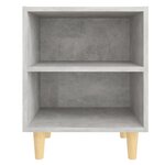 vidaXL Tables de chevet avec pieds en bois 2 Pièces Gris béton 40x30x50cm