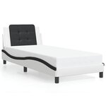 vidaXL Cadre de lit sans matelas Zadar blanc et noir 90x190 cm similicuir