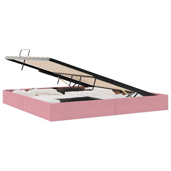 vidaXL Cadre de lit ottoman avec stockage Rose 200 x 200 cm Velours
