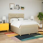 vidaXL Sommier à lattes de lit avec matelas Crème 160x200 cm Tissu