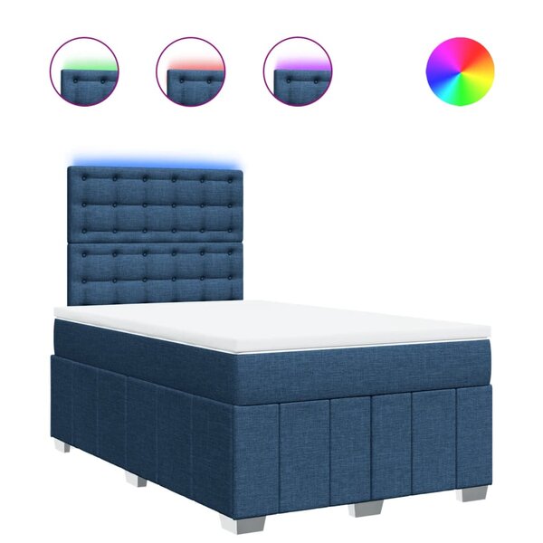 vidaXL Sommier à lattes de lit avec matelas bleu 120x190 cm tissu
