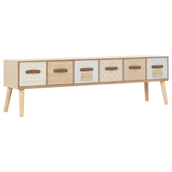 vidaXL Meuble TV avec 6 tiroirs 130x30x40 cm Bois de pin massif
