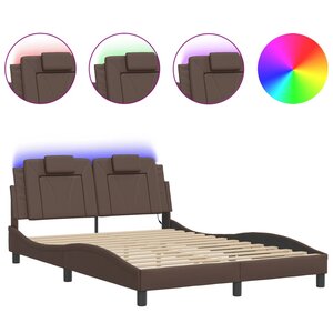 vidaXL Cadre de lit avec LED sans matelas marron 120x200 cm