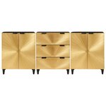 vidaXL Buffet 3 Pièces Noir et or 60 x 33 x 75 cm bois de manguier massif