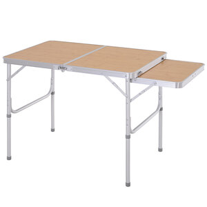 Table pliante table de camping table de jardin avec rallonge hauteur réglable aluminium MDF imitation bambou