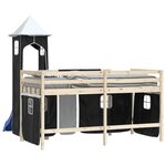 vidaXL Rideaux pour lit mezzanine avec tour blanc et noir polyester
