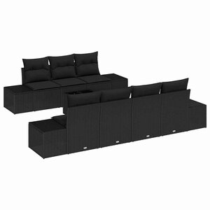 vidaXL Ensemble de canapé de jardin 8 Pièces Noir Poly rotin
