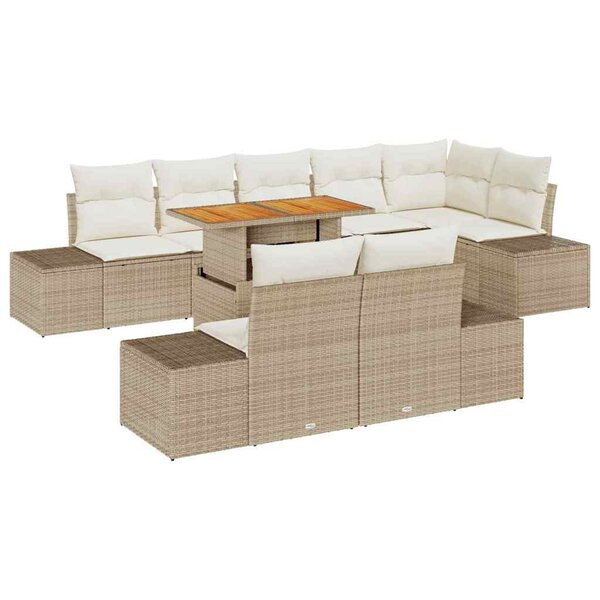 vidaXL Ensemble de canapé de jardin 9 Pièces Beige Poly rotin