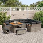 vidaXL Ensemble de canapé de jardin 12 Pièces Gris Poly Rattan