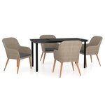 vidaXL Ensemble à manger de jardin et coussins 5 Pièces Marron