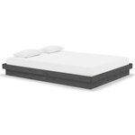 vidaXL Cadre de lit Gris Bois massif 140x190 cm