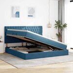 vidaXL Lit avec rangement et matelas Bleu foncé 200 x 200 cm Velours