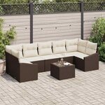 vidaXL Ensemble de canapé de jardin avec coussin 8 Pièces Marron et Crème