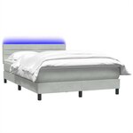 vidaXL Sommier à lattes de lit et matelas et LED gris clair 140x210cm velours