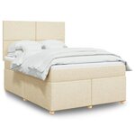 vidaXL Sommier à lattes de lit avec matelas Crème 160x200 cm Tissu