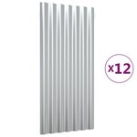 vidaXL Panneaux de toit 12 Pièces Acier enduit de poudre Argenté 80x36 cm