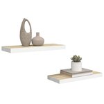 vidaXL Étagères flottantes 2 Pièces chêne et blanc 60x23 5x3 8 cm MDF