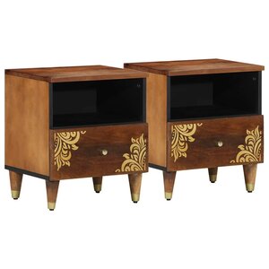 vidaXL Cabinet de chevet avec tiroir 2 Pièces marron miel 40 x 33 x 46 cm