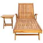 vidaXL Transat avec Table 2 Pièces Marron 40 x 40 x 40 cm