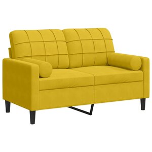 vidaXL Canapé 2 places avec oreillers décoratifs jaune 120 cm velours