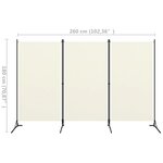 vidaXL Cloison de séparation 3 panneaux Blanc 260x180 cm Tissu