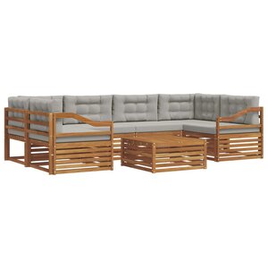 vidaXL Ensemble de canapés d'extérieur 7 Pièces Gris Naturel et Clair