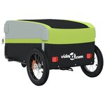 vidaXL Remorque de vélo noir et vert 30 kg fer