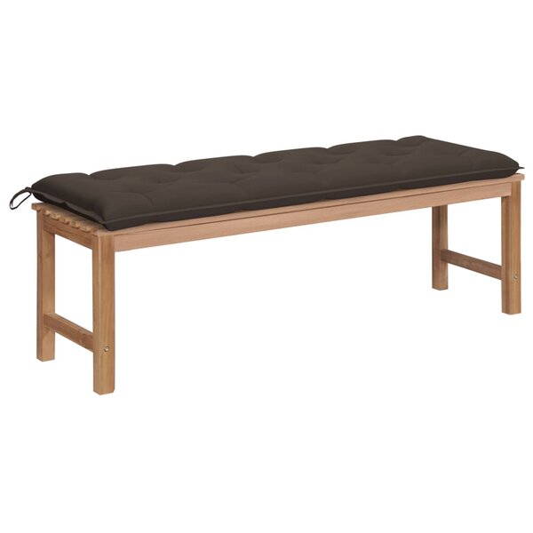 vidaXL Banc de jardin avec coussin taupe 150 cm Teck massif