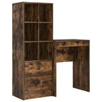 vidaXL Bureau avec rangement 2 Pièces Chêne fumé 45 5 x 34 x 127 cm