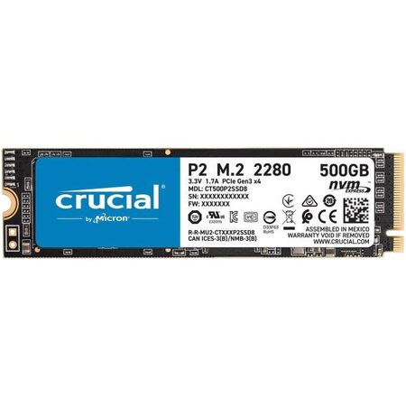 CRUCIAL P2 SSD 500 Go 3D NAND NVMe™ PCIe M.2 2280SS (CT500P2SSD8)
