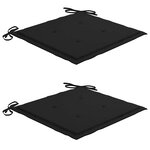 vidaXL Chaises de jardin lot de 2 et coussins noir Bois de teck massif