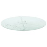 vidaXL Dessus de table blanc Ø50x0 8cm verre trempé avec design marbre