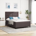 vidaXL Lit à ressort avec matelas marron foncé 140x190 cm tissu