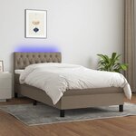 vidaXL Sommier à lattes de lit avec matelas LED Taupe 100x200 cm Tissu