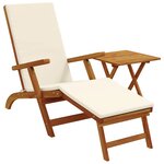vidaXL Chaise longue inclinable et pliable 2 Pièces Crème blanc