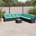 vidaXL Salon de jardin 10 Pièces avec coussins noir résine tressée