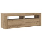 vidaXL Meuble TV avec lumières LED chêne artisanal bois d'ingénierie
