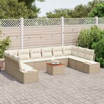 vidaXL Ensemble de canapé de jardin 11 Pièces Beige et blanc