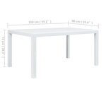 vidaXL Table de jardin Blanc 150x90x72 cm Plastique Aspect de rotin