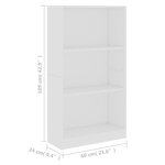 vidaXL Bibliothèque 3 niveaux Blanc 60x24x109 cm Bois d'ingénierie