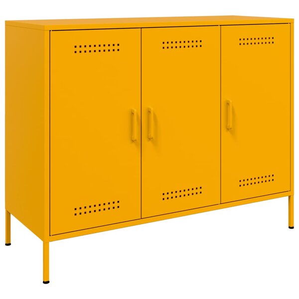vidaXL Buffet jaune moutarde 100 5x39x79 cm acier laminé à froid