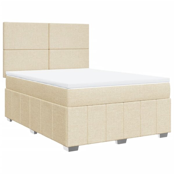vidaXL Sommier à lattes de lit avec matelas Crème 160x200 cm Tissu