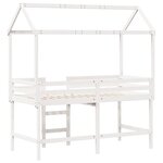 vidaXL Lit superposé et échelle et toit blanc 80x200cm bois pin massif