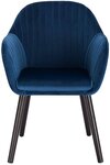 Fauteuil lounge chaise de salle à manger velours et bois bleu 19_0000193