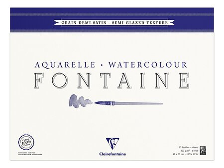 Bloc Fontaine 25F 1/2 satiné 36x48 300g encollé 4 côtés CLAIREFONTAINE