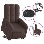 vidaXL Fauteuil inclinable de massage Marron foncé Tissu