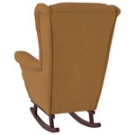 vidaXL Chaise à bascule avec pieds en bois et tabouret Marron Velours